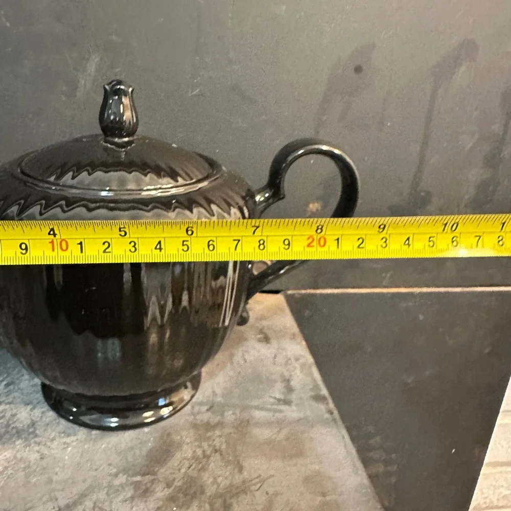 Mikasa Teapot Potpourri Black Tulip FS 700 Larry Laslo Vintage Ceramic Japan 7in